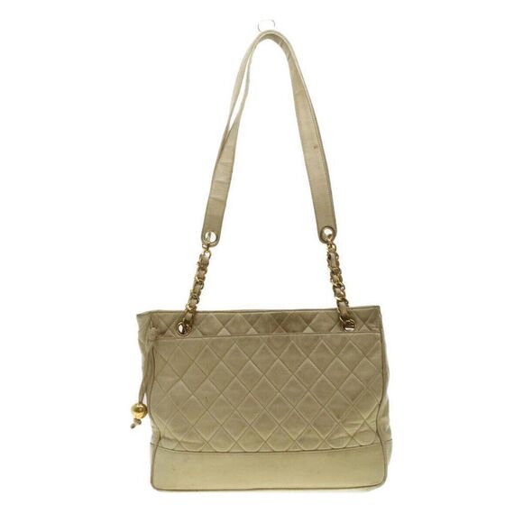 CHANEL Matelasse Chain Shoulder Bag Lamb Skin Beige CC - Picture 13 of 15